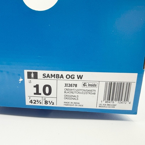 Adidas Samba OG W Leather Size 10 Womens Cream/Violet/Sand JI2678 - Picture 12 of 12